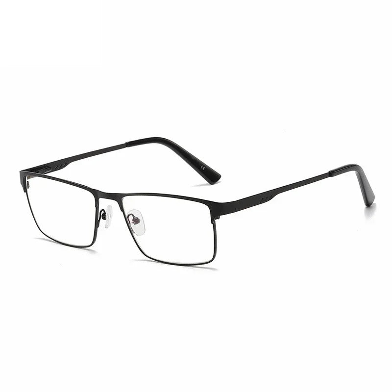 Men’s Square Metal Large Frame Prescription Glasses – Blue Light Blocking & Eye Protection Eyewear
