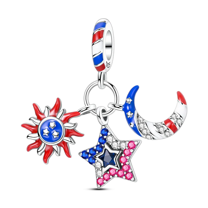 925 Sterling Silver Colorful CZ Zircon Dangle Charm | 2025 New Fashion Bead | Fits Pandora Bracelet | DIY Jewelry Gift