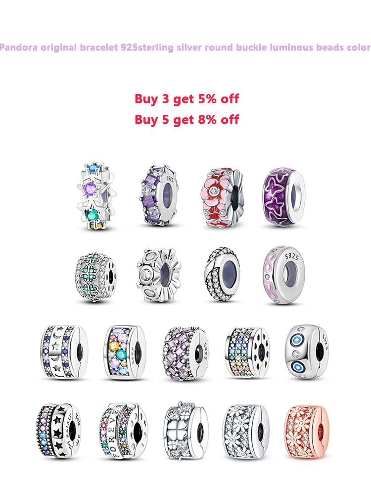 925 Sterling Silver Luminous Butterfly Star Moon Charm Bead | Round Clasp Bead for 3mm DIY Bracelet Jewelry Gift