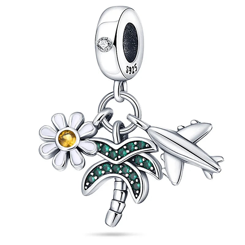 2023 New 925 Sterling Silver Earth Plane & Hot Air Balloon Travel Charms – Fits Pandora Original Bracelets DIY Jewelry
