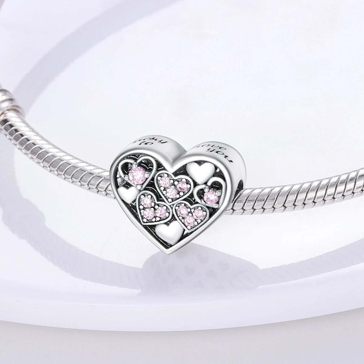 S925 Silver Heart Love Mom Infinity Charm | Dangle Bead Fit Bracelet Jewelry Mother’s Day Gift