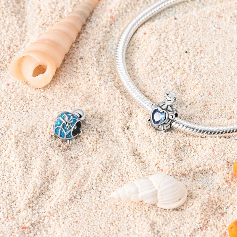 New Summer Ocean Silver Plated Sea Turtle & Starfish Shell Charm | DIY Bracelet Jewelry for Women
