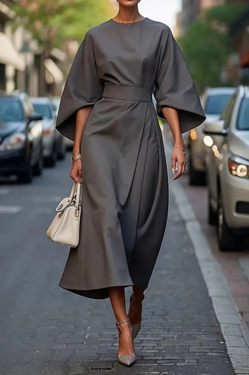 Elegant Long Sleeve Black Maxi Dress for Women | 2025 Loose O-Neck Casual Fashion Long Dress