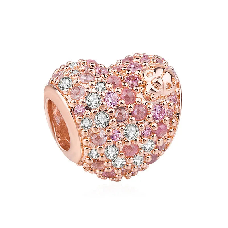 Hot Selling Rose Gold Firefly & Key Pendant Bead | 925 Sterling Silver Charm for Original European Bracelet