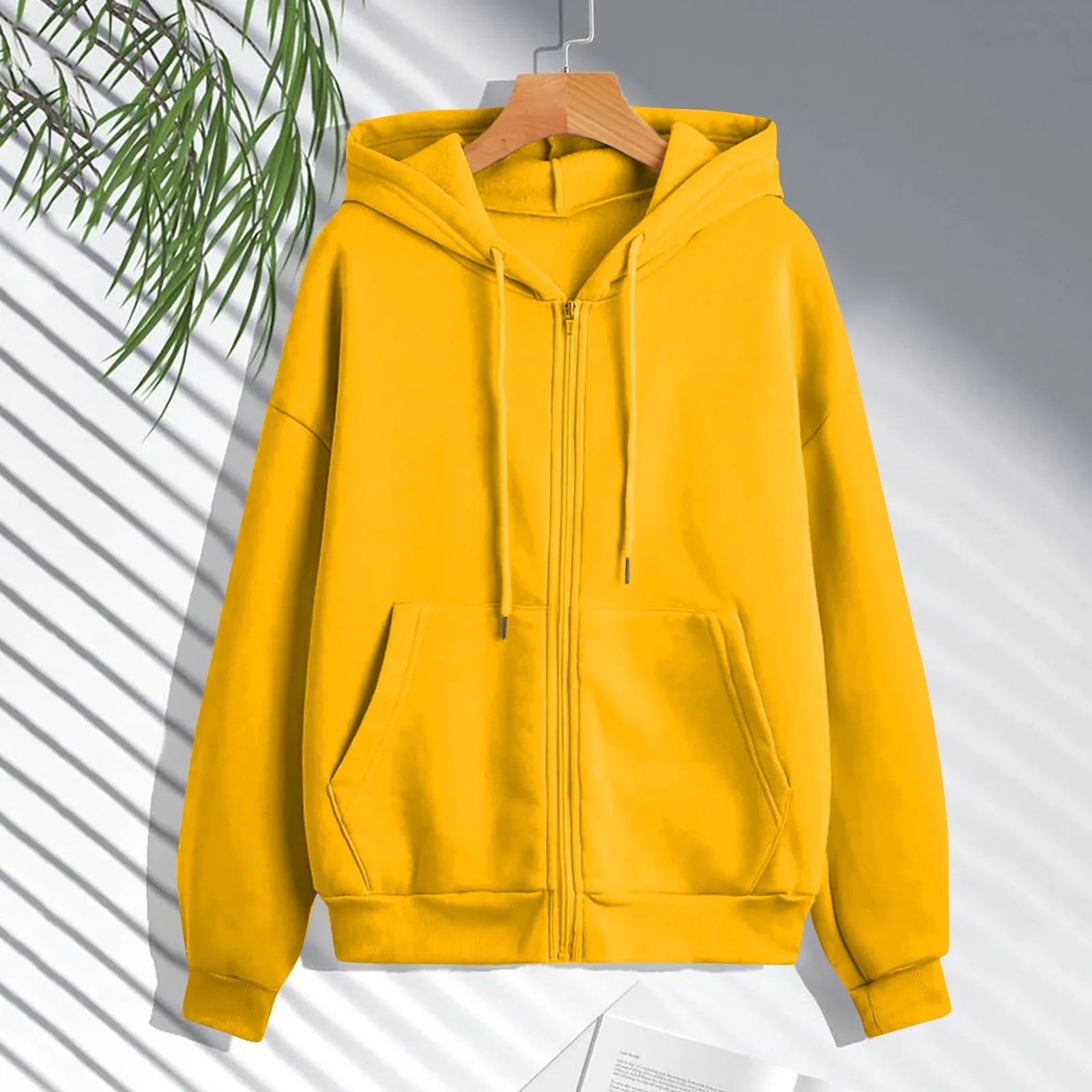 Autumn & Spring Women’s Zip Up Hoodie | Korean Style Casual Drawstring Sweatshirt Cardigan