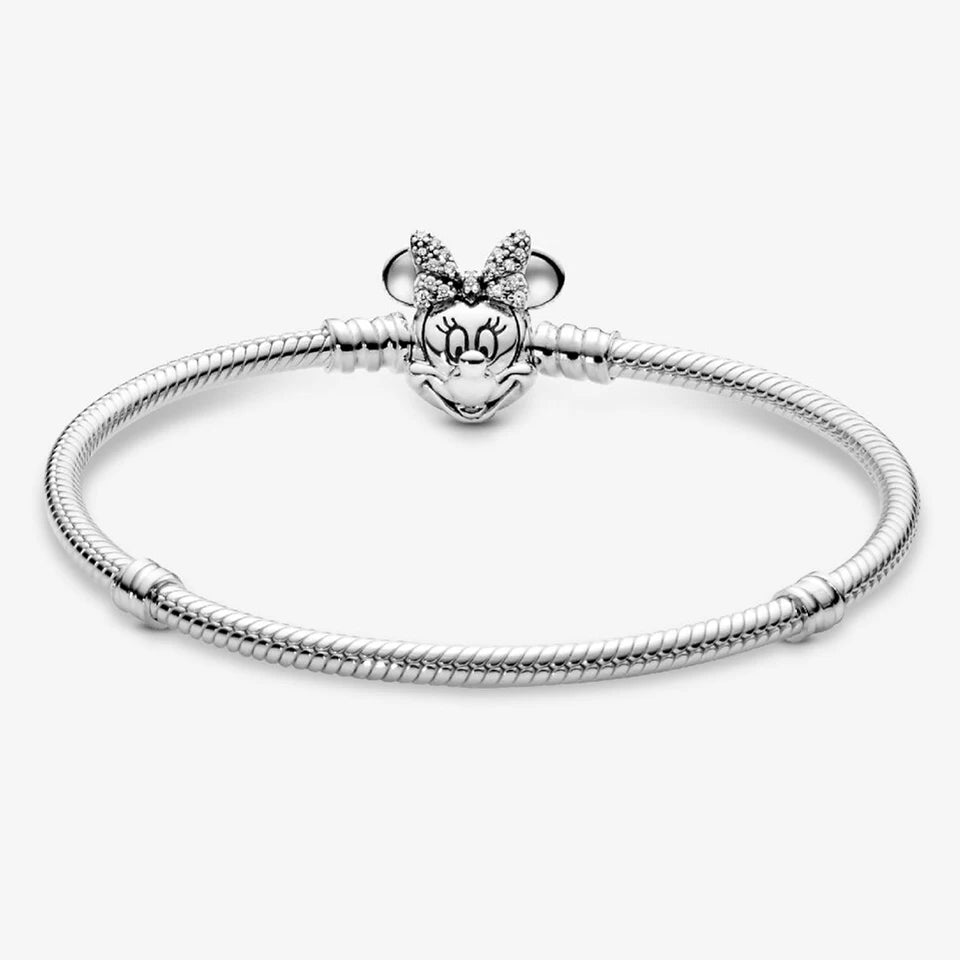 925 Sterling Silver Disney Minnie & Mickey Heart Charm Bracelet | Gold Bead ME Matte Braided Chain – Fashion DIY Jewelry