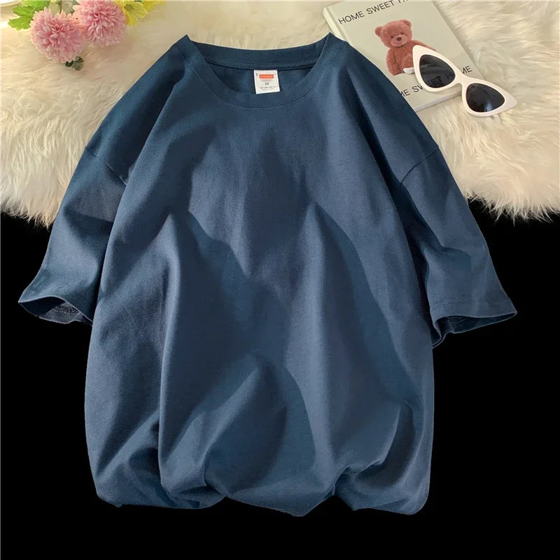 LEGIBLE 2025 Summer Women’s Cotton T-Shirt – Loose Solid Oversized O-Neck Tee 👕✨