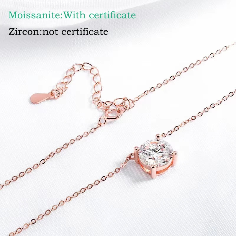 Smyoue 1-5CT Rose Gold Moissanite Pendant Necklace for Women – D Color Sparkling Lab Diamond 925 Sterling Silver