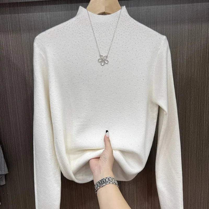 Women’s Winter Turtleneck Sweater – Sparkling Slim Fit Knitted Pullover Warm Jumper ❄️✨