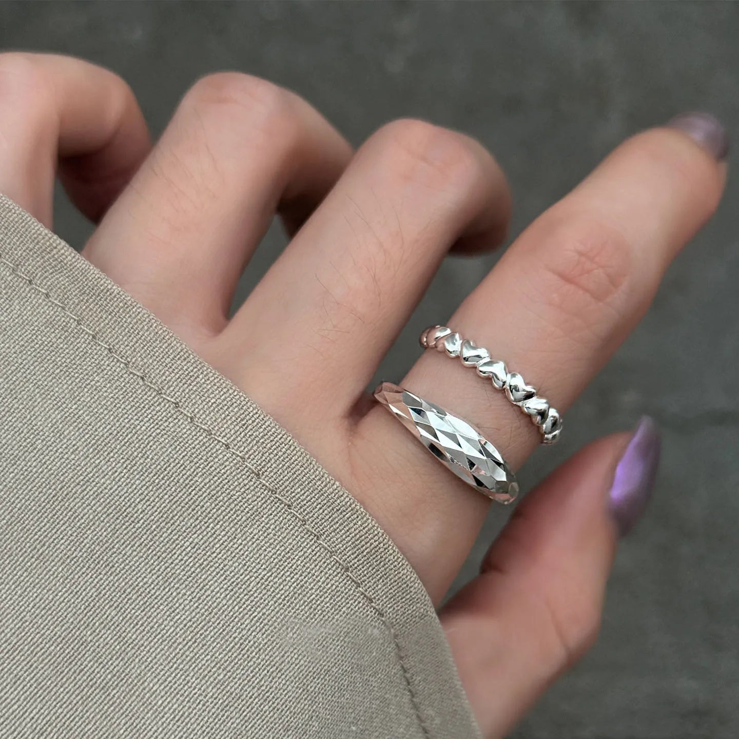 VENTFILLE 925 Sterling Silver Love Heart Ring – Double Layer Irregular Minimalist Women’s Jewelry Gift