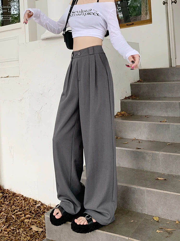 High Waist Loose Pants Women – Summer 2025 Retro Casual Drapey Versatile Trousers
