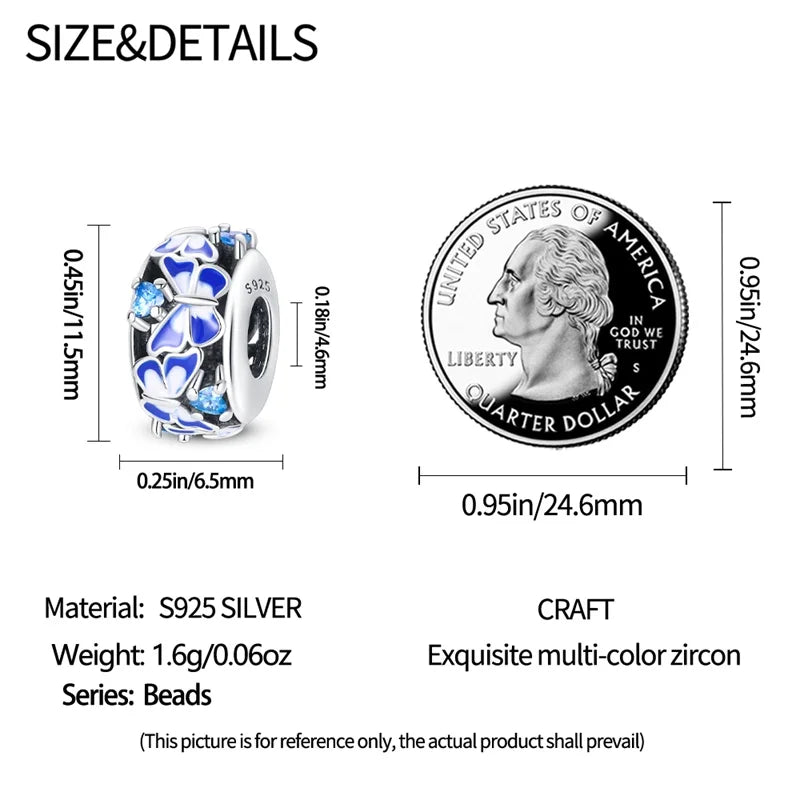 925 Sterling Silver Round Colored Zircon Spacer Beads – Fits Pandora Original Bracelets DIY Exquisite Party Jewelry