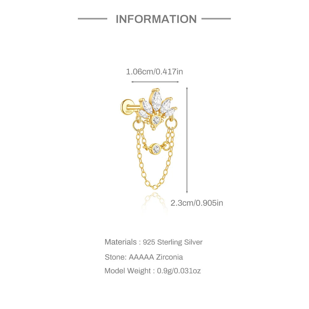 CANNER 925 Sterling Silver Horse Eye Tassel Zircon Drop Earrings – Minimalist Geometric Jewelry for Women