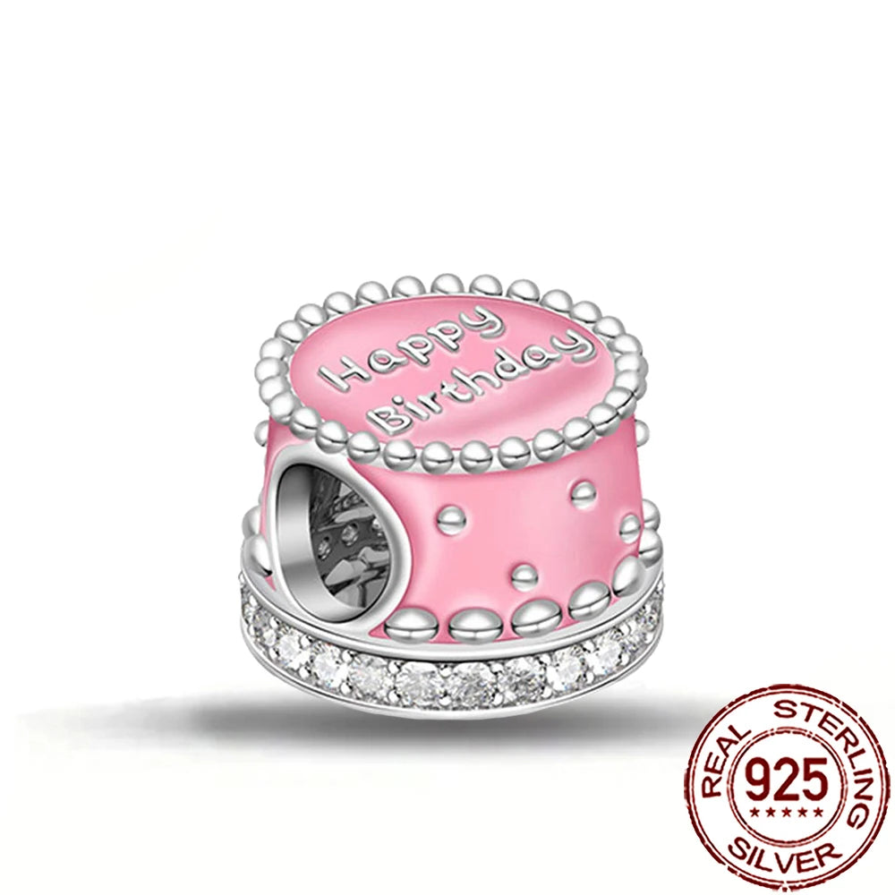 2025 New 925 Sterling Silver Coffee, Cake, Fruit & Burger Charms | Fit Pandora Bracelet & Necklace DIY Jewelry