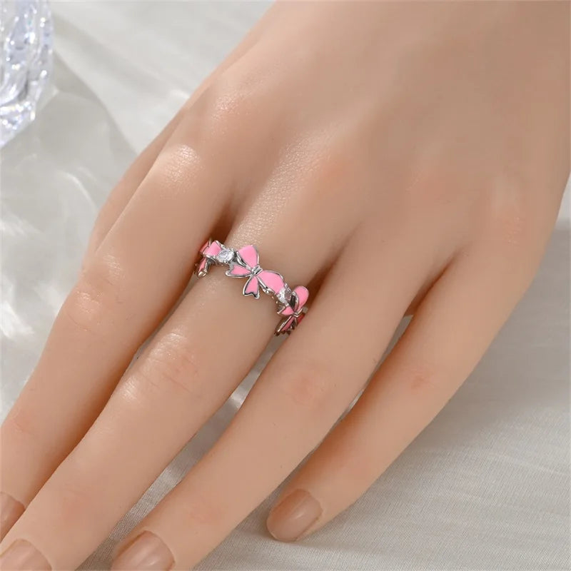 925 Sterling Silver Rings Collection | Bow, Heart, Sun, Moon & Star Zircon Rings for Women Jewelry Gift