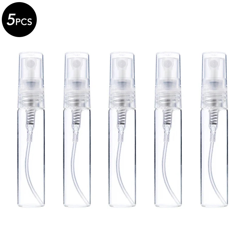 5/10PCS Mini Glass Perfume Bottles – 3ML / 5ML / 10ML Travel Toner & Cosmetic Dispenser | Tea-Colored Graduated Bottles