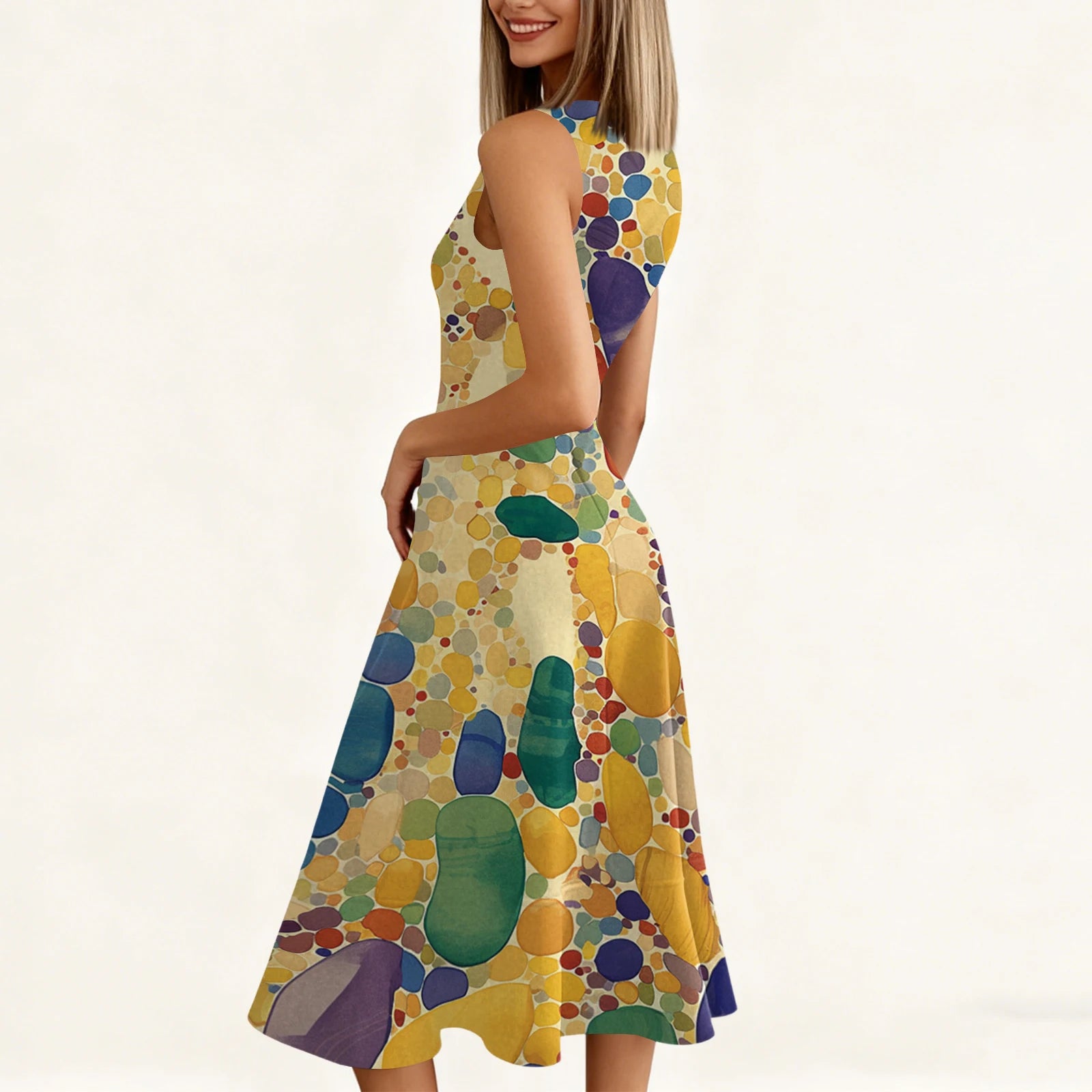 Carnival Women's Dress 🎉 Ruffled Printed Casual Dress 👗 Sleeveless Round Neck Stylish Festival Costume ✨