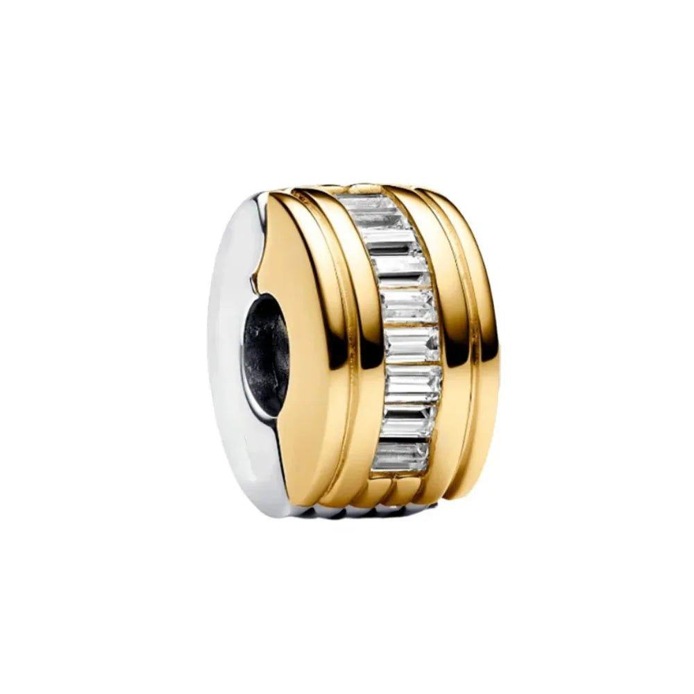 925 Sterling Silver Double Golden Heart Split Charm | Cute Boy & Girl Pendant for Original Bracelet Jewelry