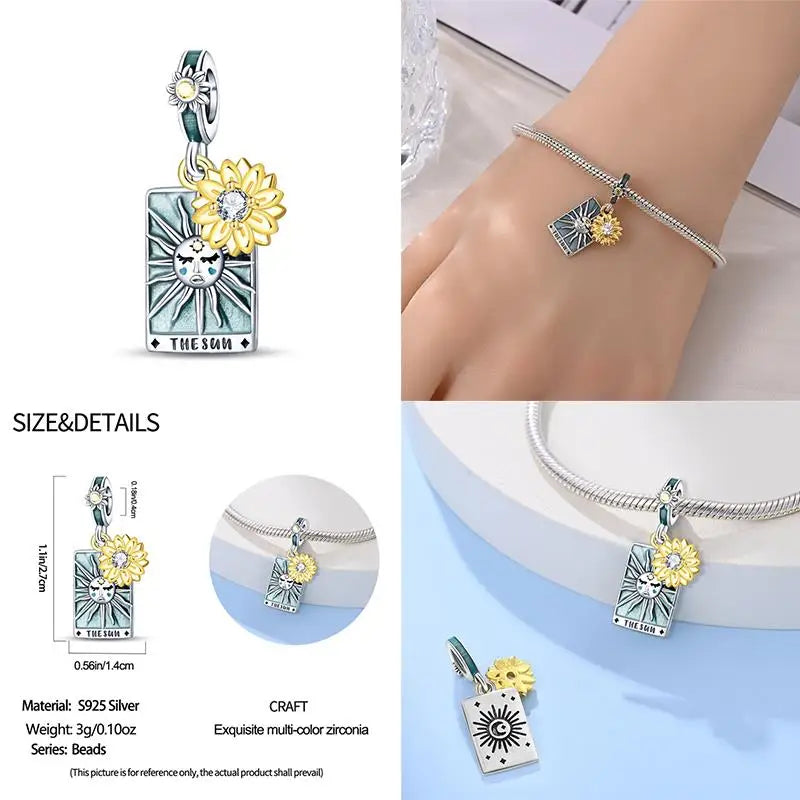 925 Sterling Silver Tarot Star Lover Charm | Fits Pandora Bracelet Women’s DIY Jewelry Gift