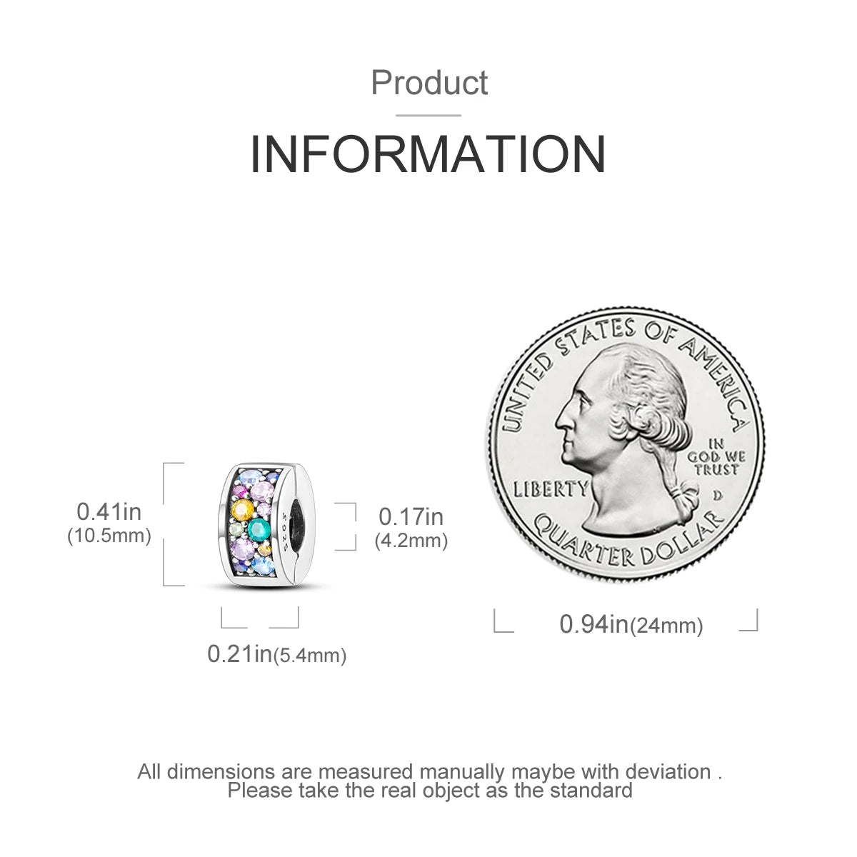 925 Sterling Silver Pave Clip Charms with Safety Chain | Colored Beads Stopper Clasp Fit Original Pandora Bracelet Jewelry