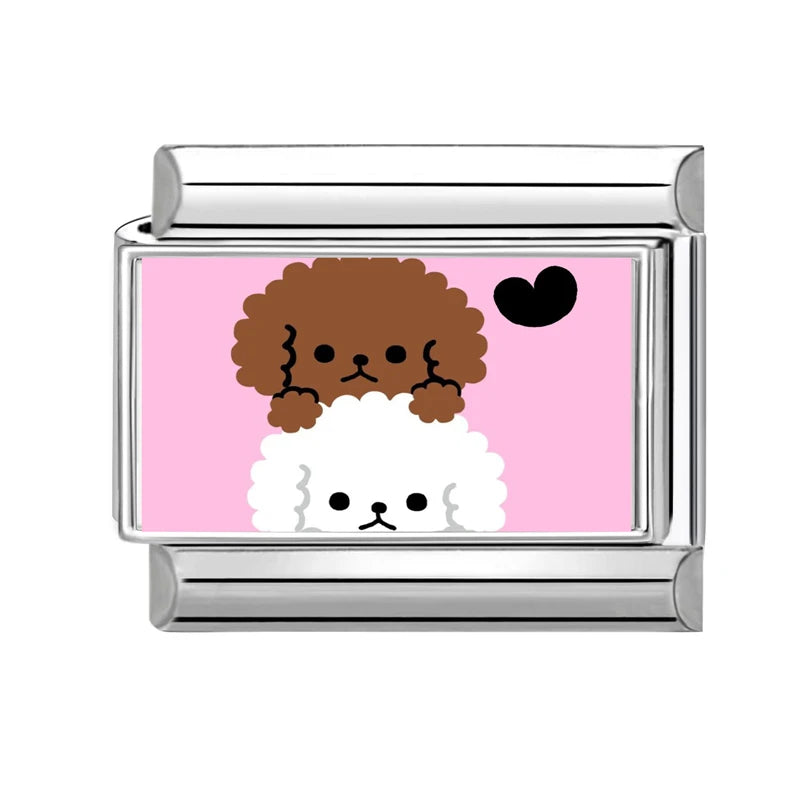 2025 Original Y2K Colorful Cute Cartoon Cats Dogs Italian Charm Links Fit 9mm Stainless Steel Bracelet Men Women DIY Making Gift