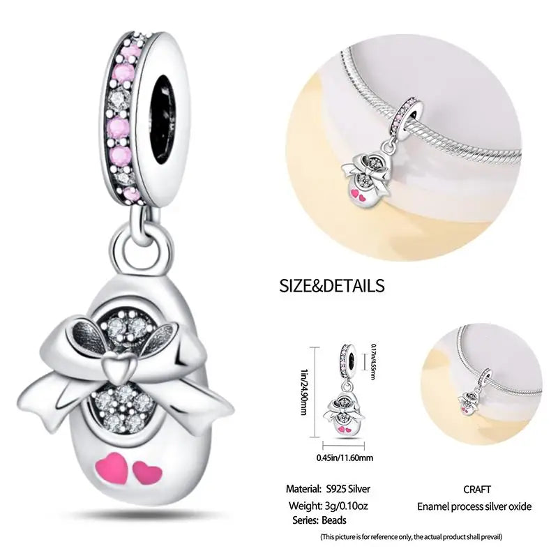 925 Sterling Silver Flying Bird & Butterfly Safety Chain Charm Beads for Original 3mm Bracelet – DIY Jewelry Gift