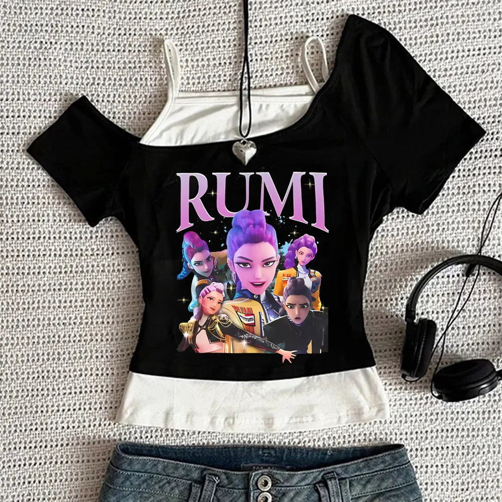 Y2K KPop Demon Hunters Graphic Sleeveless Tank | Casual Harajuku Streetwear | Japanese Rock Punk Camis