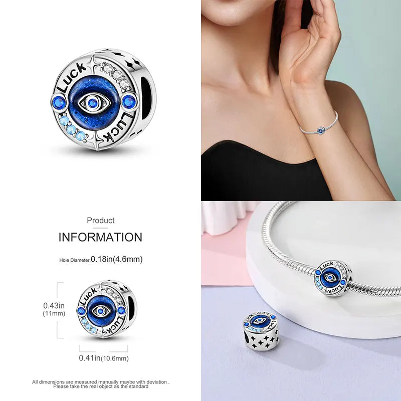 925 Sterling Silver Blue Zircon Evil Eye Charm | Original Devil Eye Series Bead Fits Pandora Bracelet – Women’s DIY Jewelry Gift