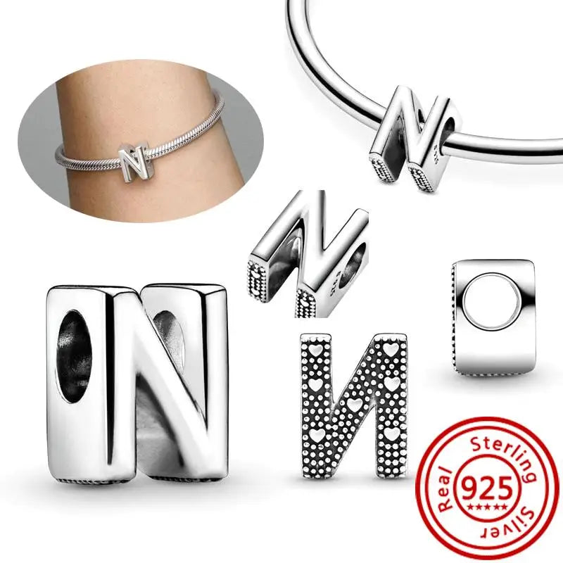 925 Sterling Silver A–Z Alphabet Letter Charms | Gold & Silver Beads for Women DIY Bracelet Jewelry