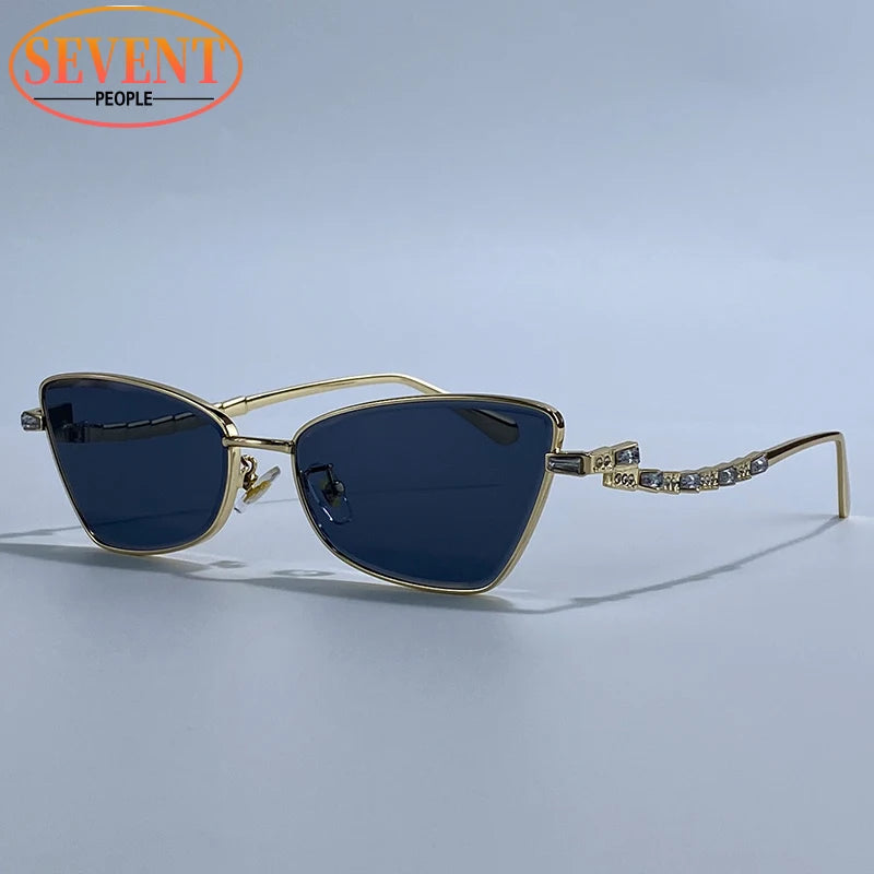 Small Frame Sexy Cat Eye Sunglasses for Women 2025 – Luxury Brand Metal Rhinestone Sun Glasses | UV400 Outdoor Shades