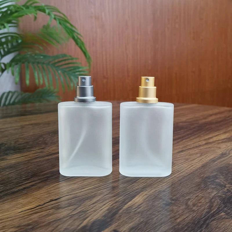 25/50/100ml Sandblasted Glass Perfume Bottle – Empty Refillable Screw Top Spray Bottle | Fine Mist Makeup Liquid Dispenser