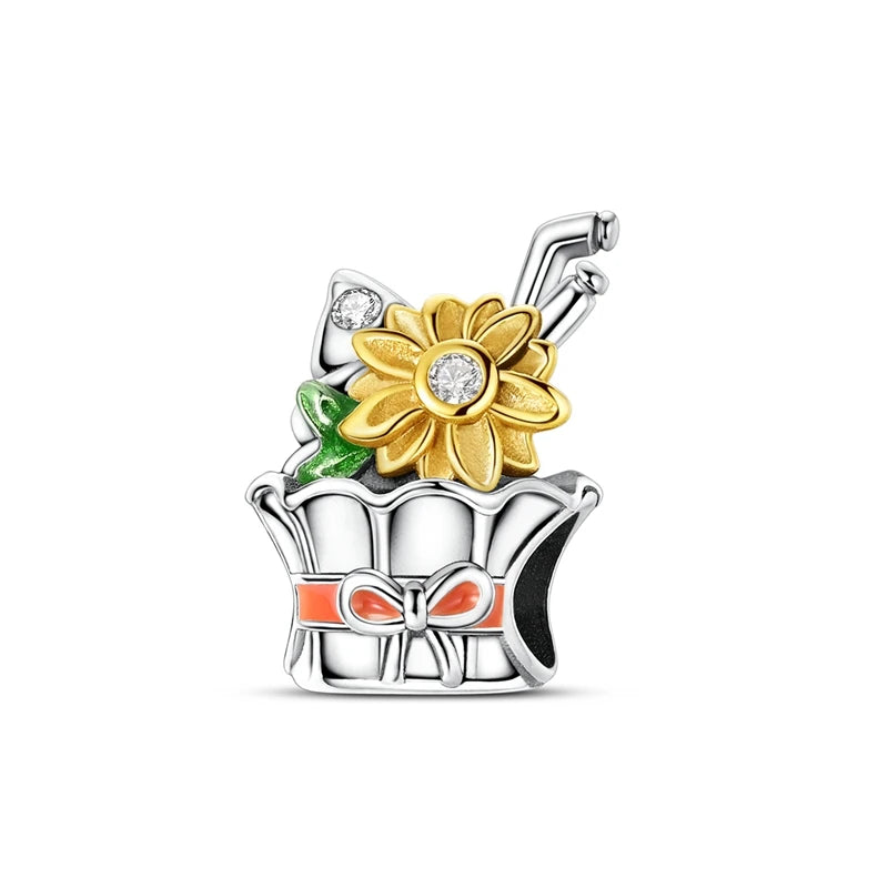 Halloween 925 Sterling Silver Charms | Pumpkin Skeleton Witch Bat Beads for Bracelet DIY Jewelry