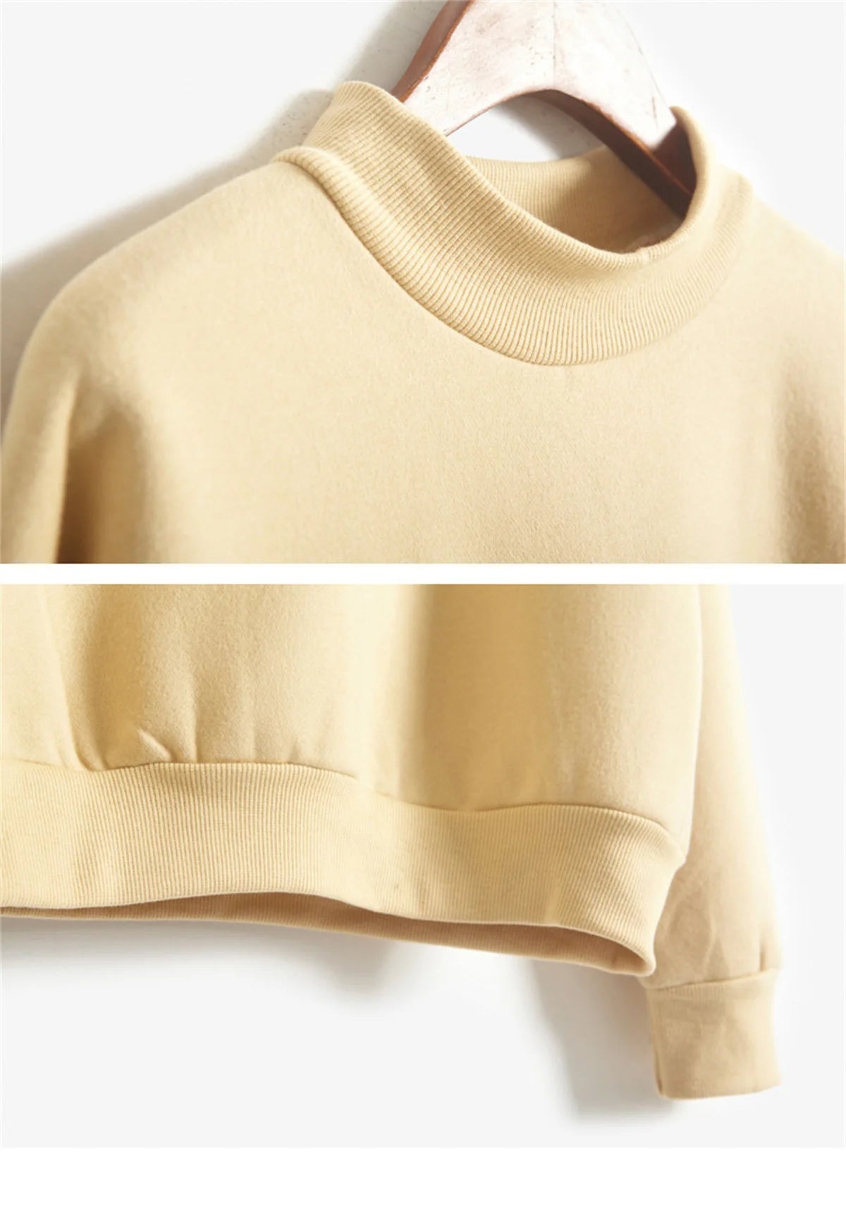 Women’s O-Neck Velvet Turtleneck Sweatshirt | Solid Color Long Sleeve Cotton Pullover | Lightweight & Breathable Workout Top