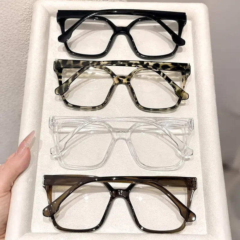 1Pc/2Pcs/3Pcs/4Pcs Elegant Geometric Glasses – Simple & Stylish Transparent Lenses | Daily Office & Reading Eyewear