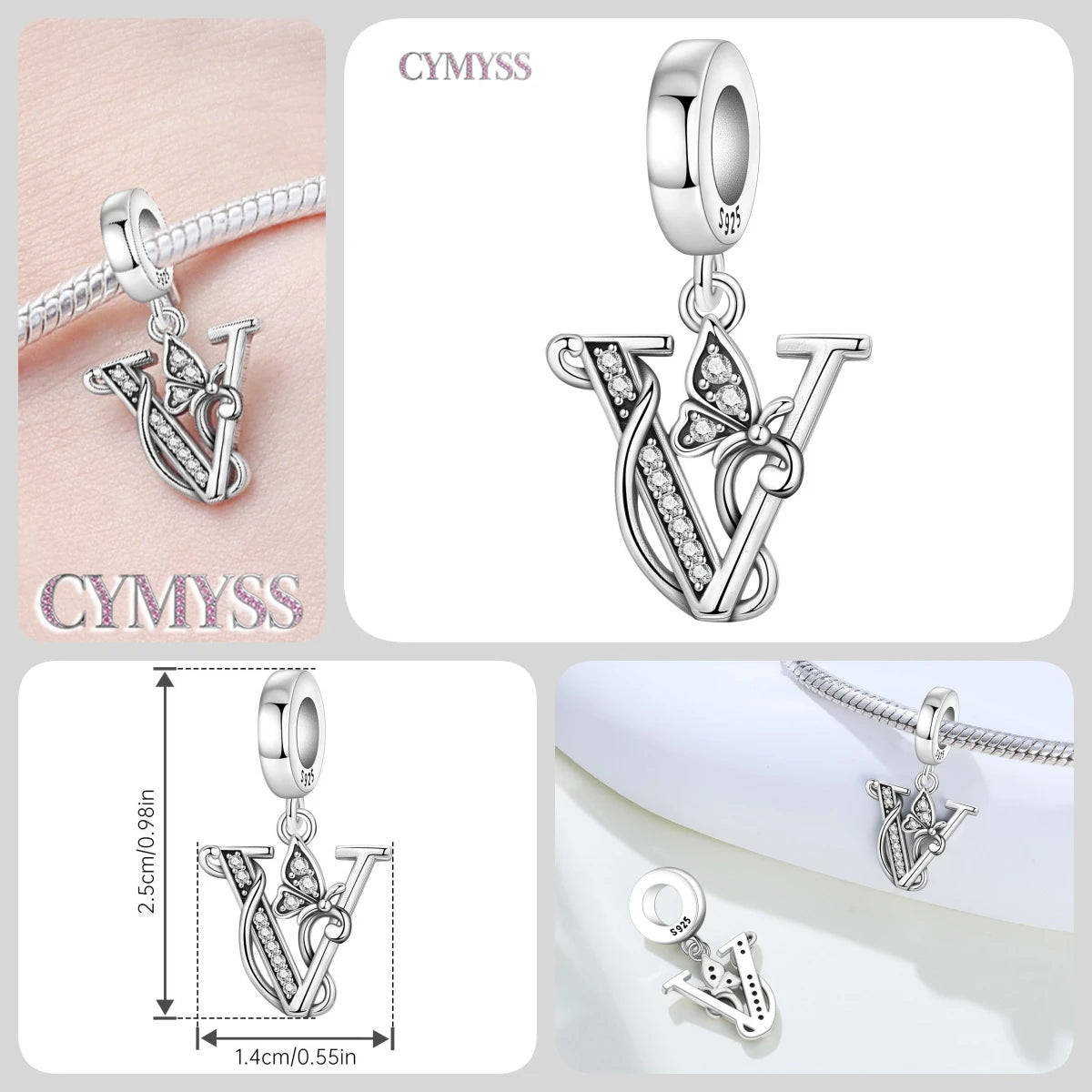 Original S925 Sterling Silver Butterfly & A-Z Letter Beads – DIY Bracelet & Necklace Jewelry