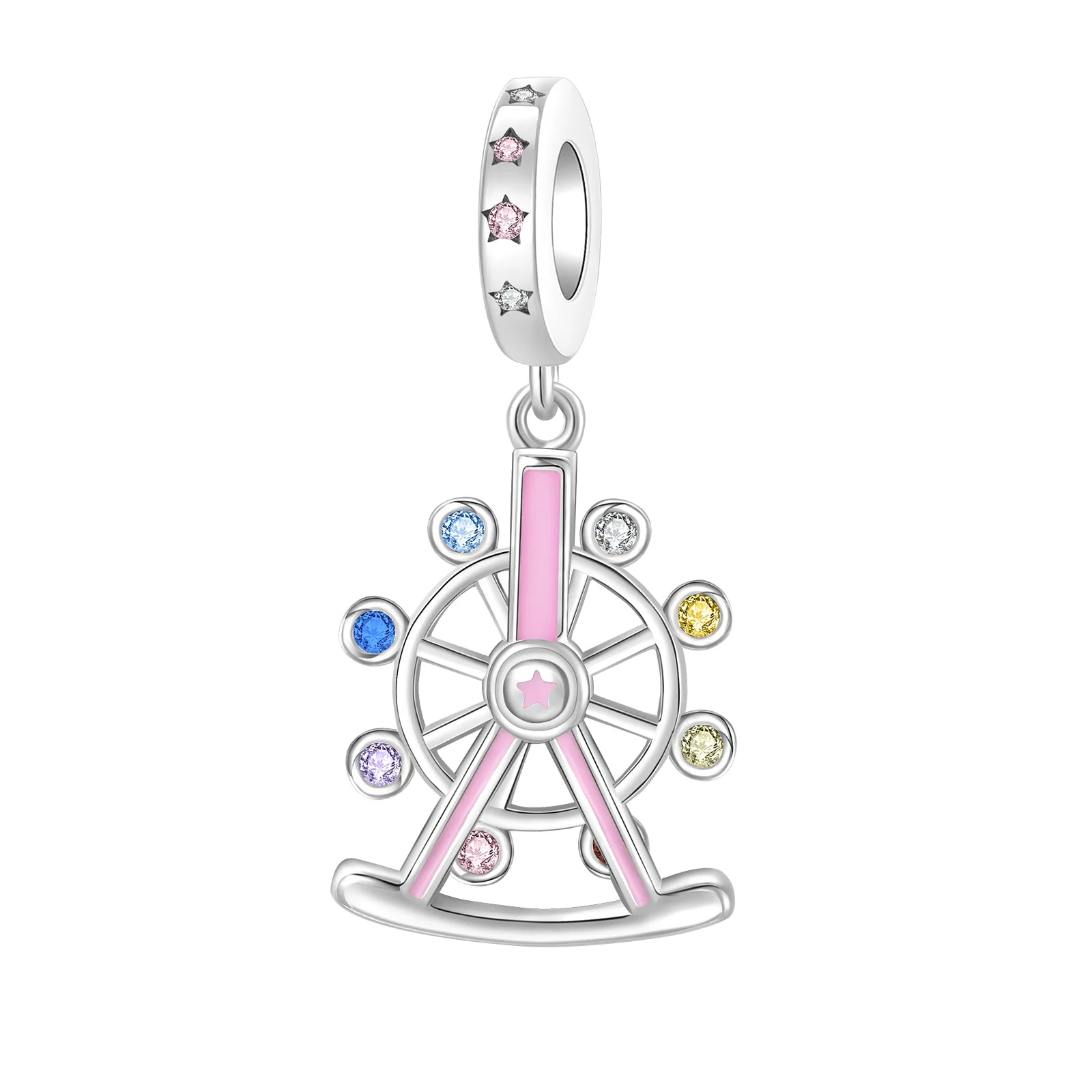 Romantic Pink Flowers 925 Sterling Silver Charms | Bag Lipstick Heart Bow Rose Bead Fit Original Bracelet DIY Jewelry Gift