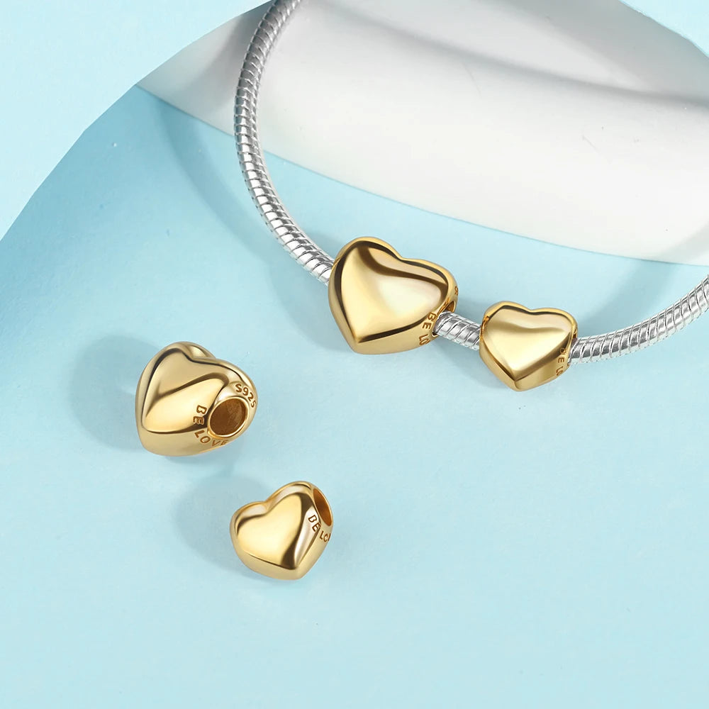 2025 New 925 Sterling Silver Colorful Shine Heart Charm Beads | Fit Snake Chain Bracelet & Necklace Women DIY Jewelry