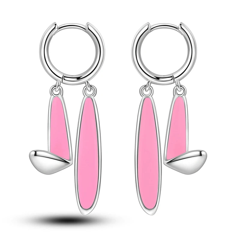 925 Sterling Silver Perfume & Fold-Eared Rabbit Hoop Earrings | Pave CZ Elegant Jewelry Gift for Women & Friends