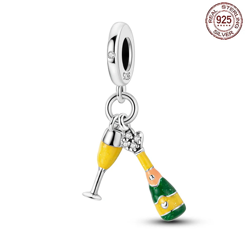 925 Silver 🥂 Champagne Glass Charm | Pandora Fit DIY Jewelry Gift
