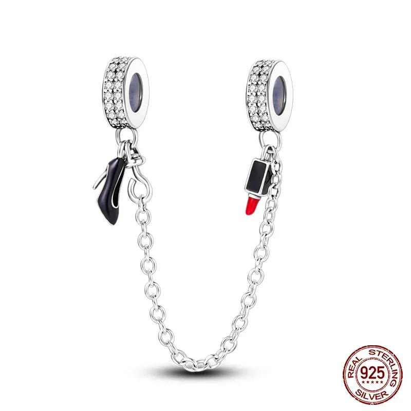925 Sterling Silver Fashion Life Series Charms – High Heels, Lipstick, Dress & Perfume Beads Fit Pandora Bracelets DIY