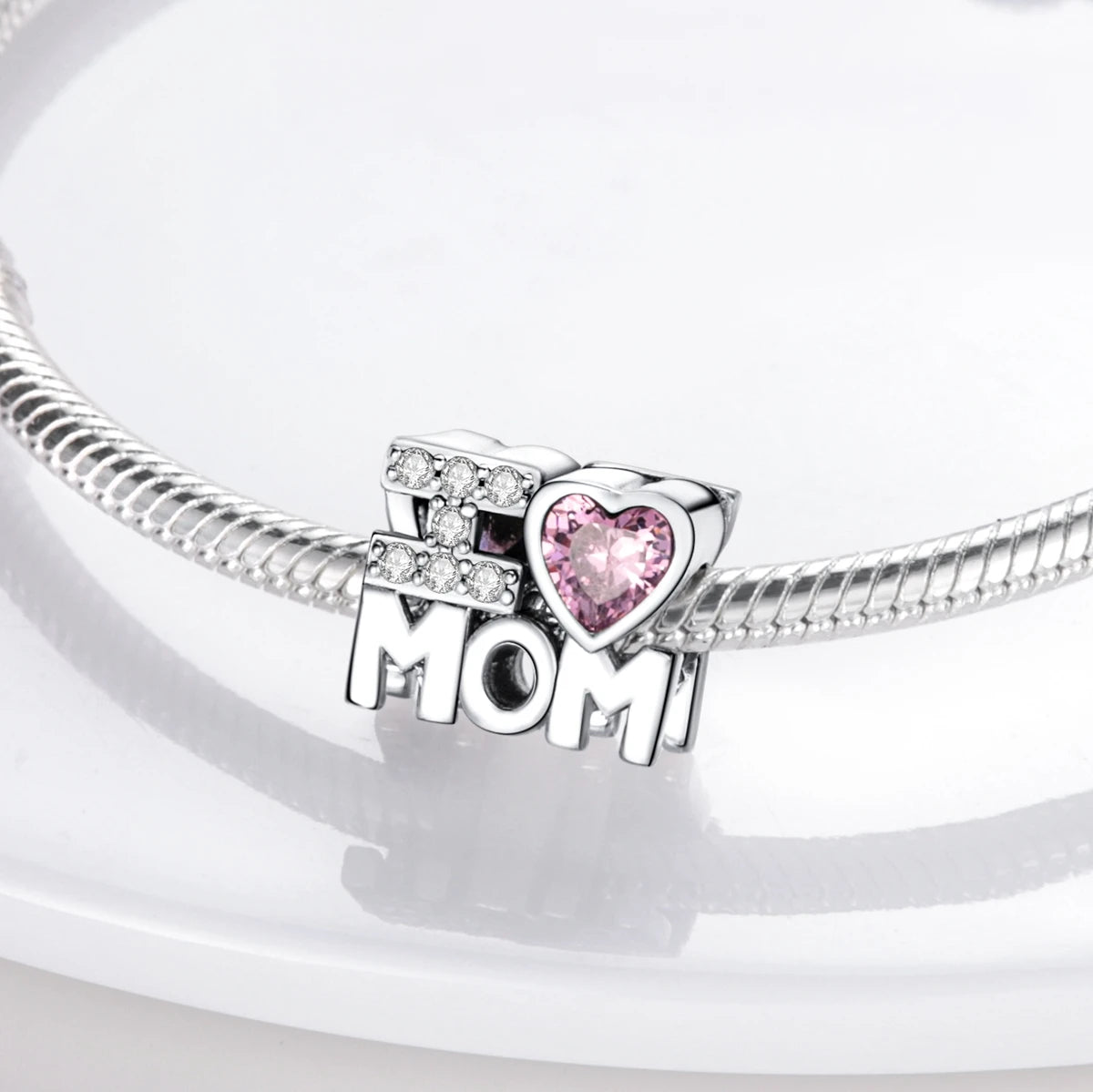 S925 Silver Heart Love Mom Infinity Charm | Dangle Bead Fit Bracelet Jewelry Mother’s Day Gift
