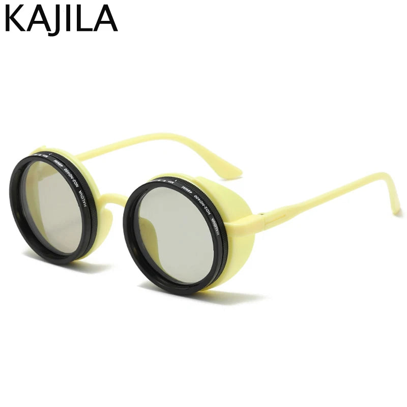 Polarized Adjustable Dimming Round Punk Sunglasses for Men – 2025 Luxury Brand Vintage Steampunk Sun Glasses | UV400 Shades