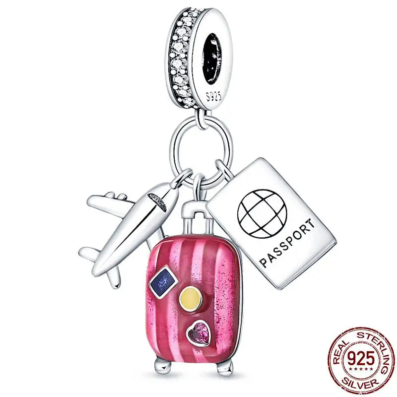 2023 New 925 Sterling Silver Earth Plane & Hot Air Balloon Travel Charms – Fits Pandora Original Bracelets DIY Jewelry