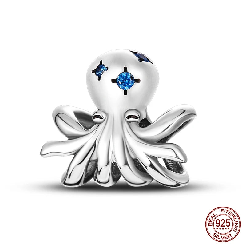 Blue Ocean Series 925 Sterling Silver Turtle Crab Mermaid Charms for 3mm Bracelet