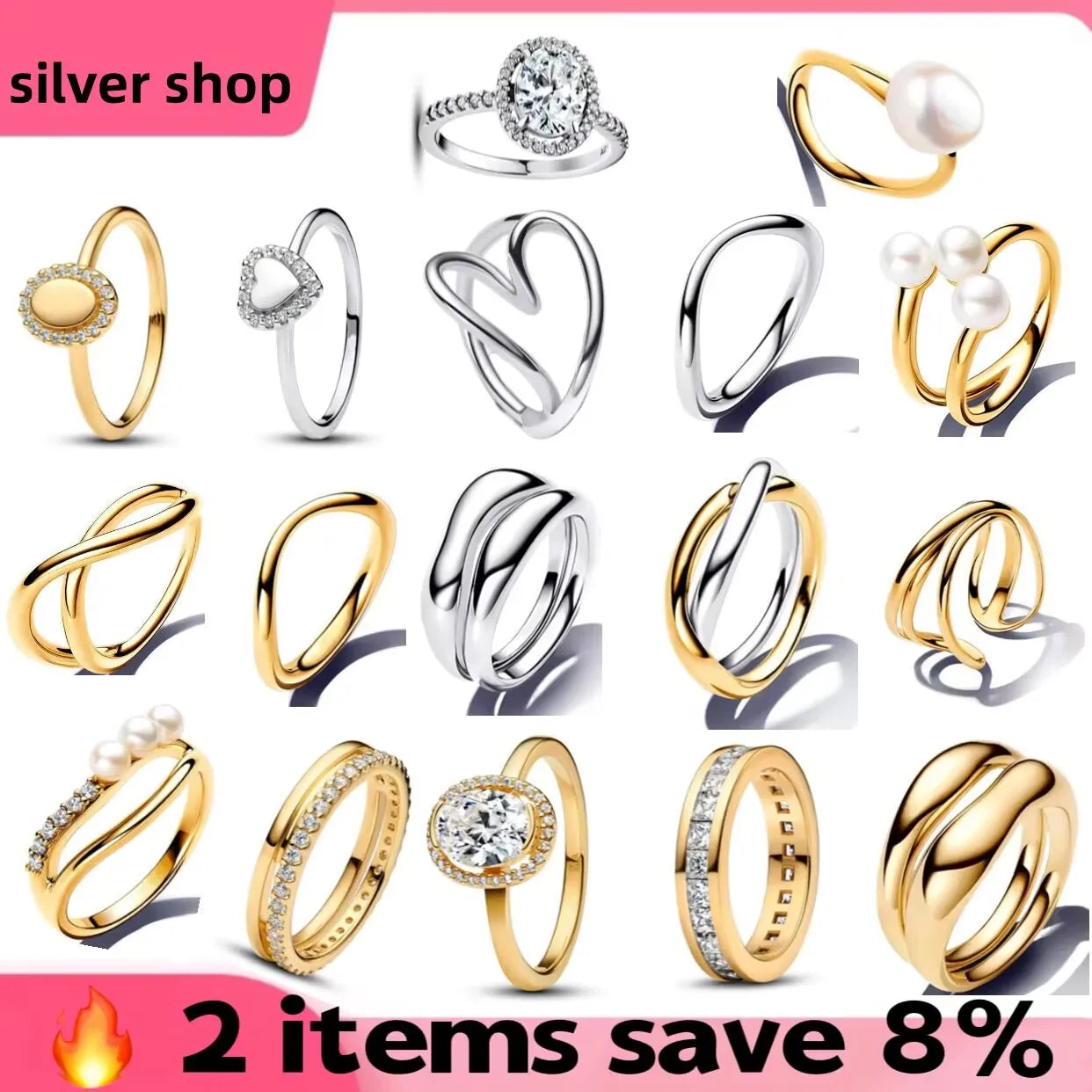 2025 New 100% Sterling Silver Romantic Heart Two-Tone Envelope Charm Ring | Luxurious Women’s High-Quality Jewelry