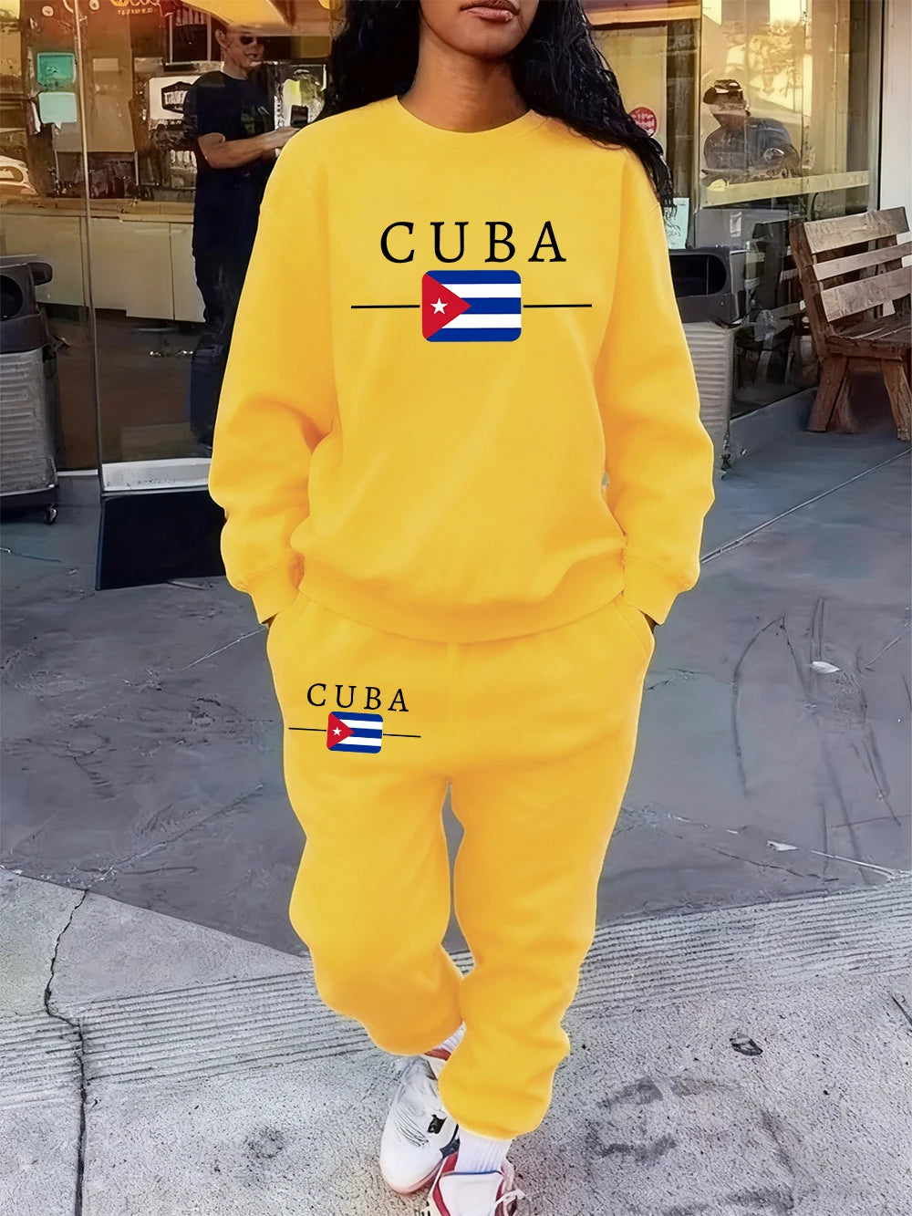 Women’s Cuba Flag Hoodie & Sweatpants 2-Piece Set – Winter Fleece Casual Jogging Outfit 🇨🇺🔥