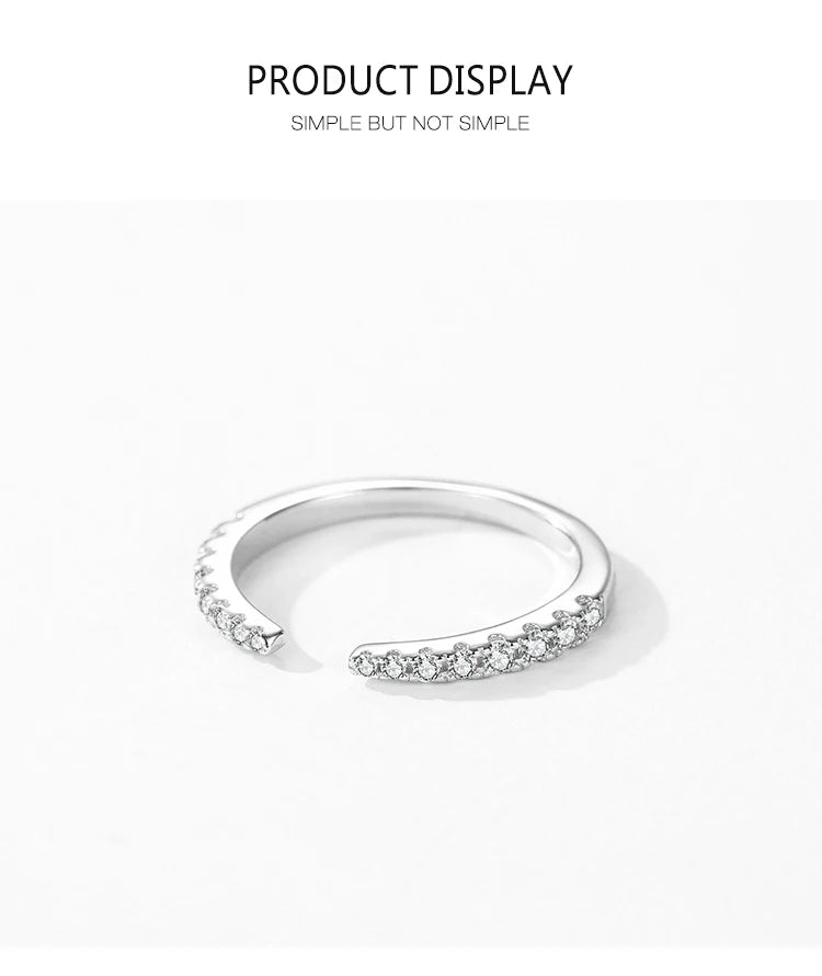 Ailmay 925 Sterling Silver Open Ring 💍 Sparkling CZ Adjustable Index Finger Ring for Women | Elegant Wedding & Engagement Jewelry