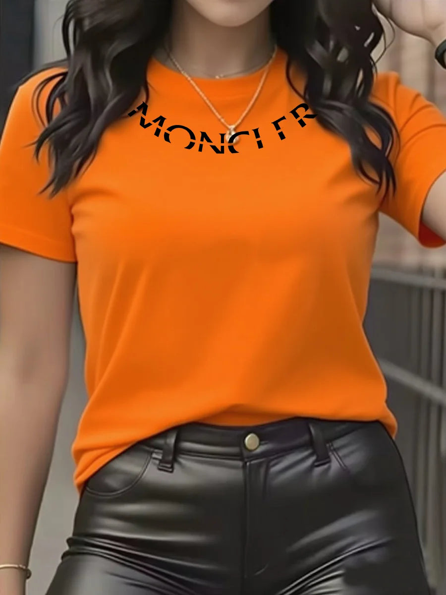 Luxury Brand Women's Graphic T-Shirt | Elegant O-Neck Short Sleeve Casual Fashion Top