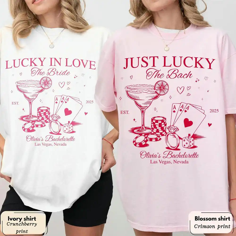 Lucky In Love Las Vegas Shirt 💍✨ Custom Bachelorette Party Unisex Tee