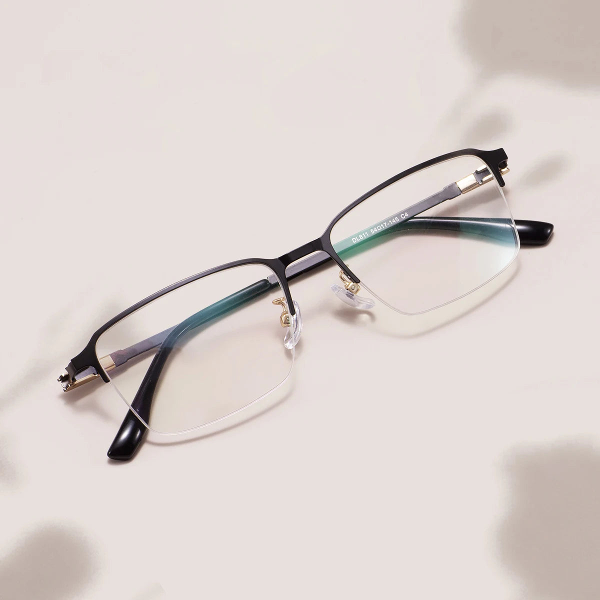 Metal Half Rim Rectangular Browline Glasses Frame for Men – Business & Prescription Eyewear